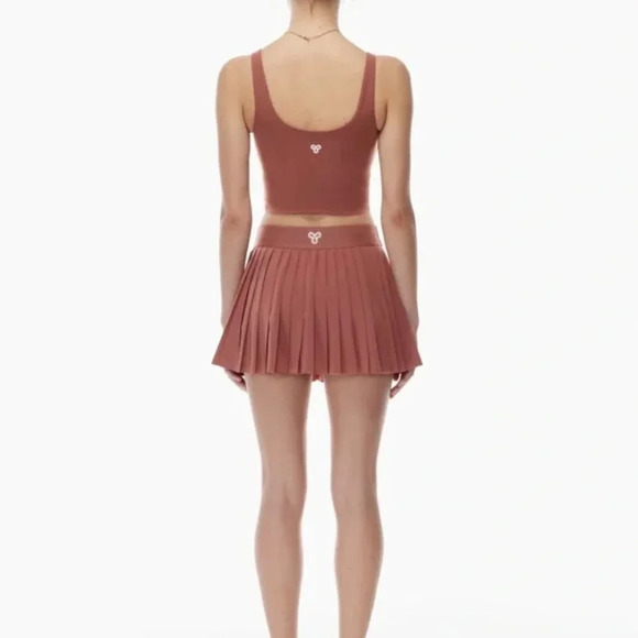 Aritzia TNA SET Tennis Golf Pro Micro Pleated Skirt + Top Red Agril Size Medium - Picture 6 of 12